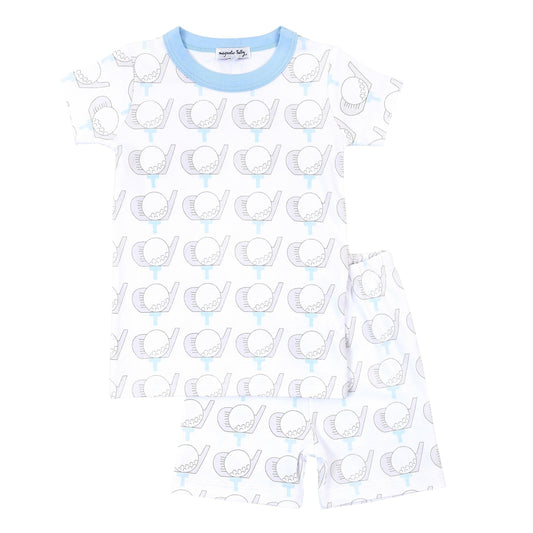 Magnolia Baby Boys GOLF Short Pajamas Pima Cotton Blue Size 6/12 Months NEW