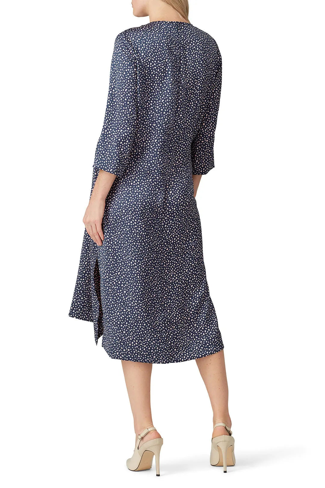 Hatch Maternity Women’s THE LAUREN DRESS Navy/Pink Cheetah $328 NEW