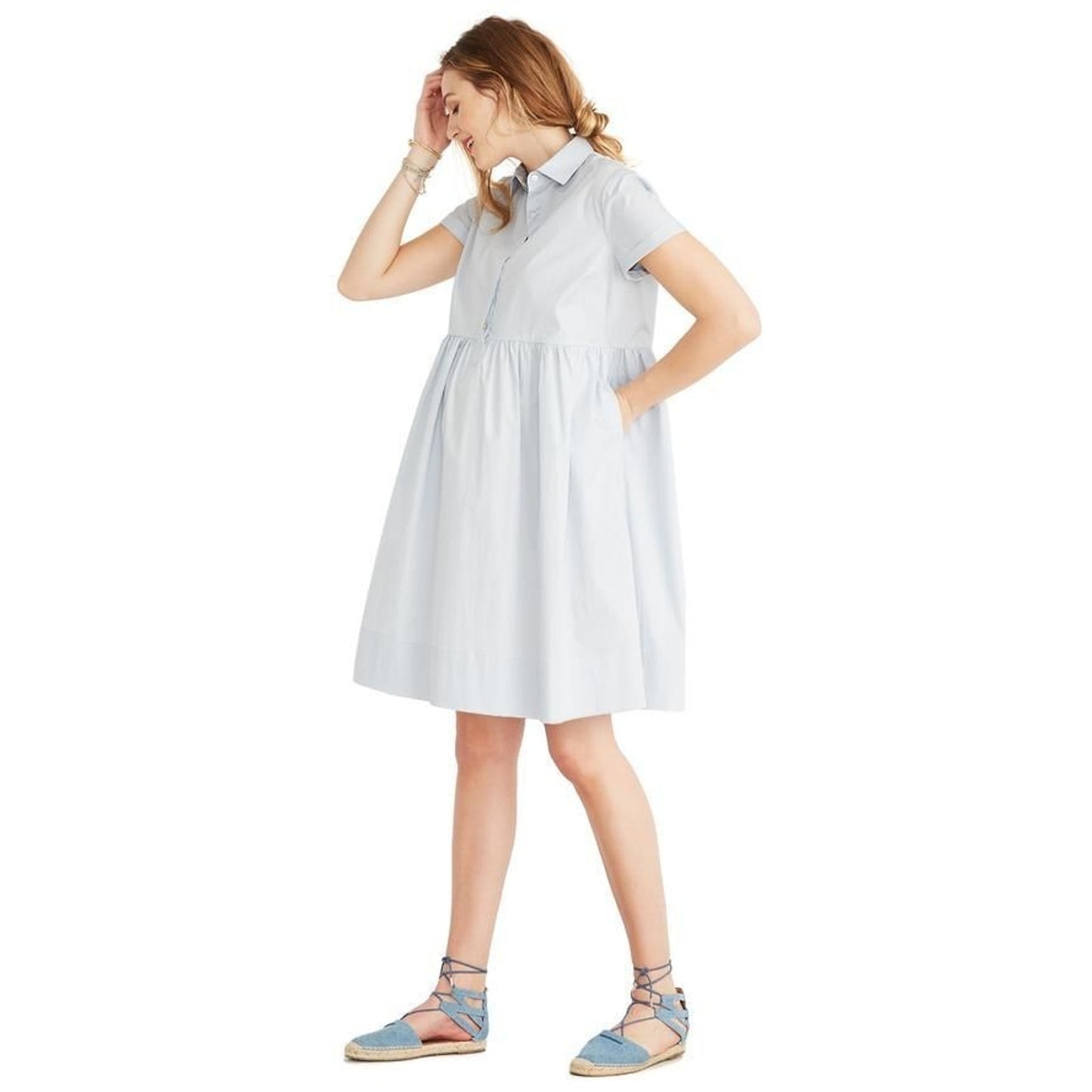 Hatch Maternity Women's THE PALOMA DRESS Porcelain Blue Size 0 (XS/0-2) $268 NEW