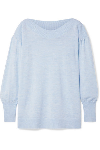 Hatch Maternity Women's THE CALY KNIT SWEATER Sky Blue 100% Merino Wool $268 NEW