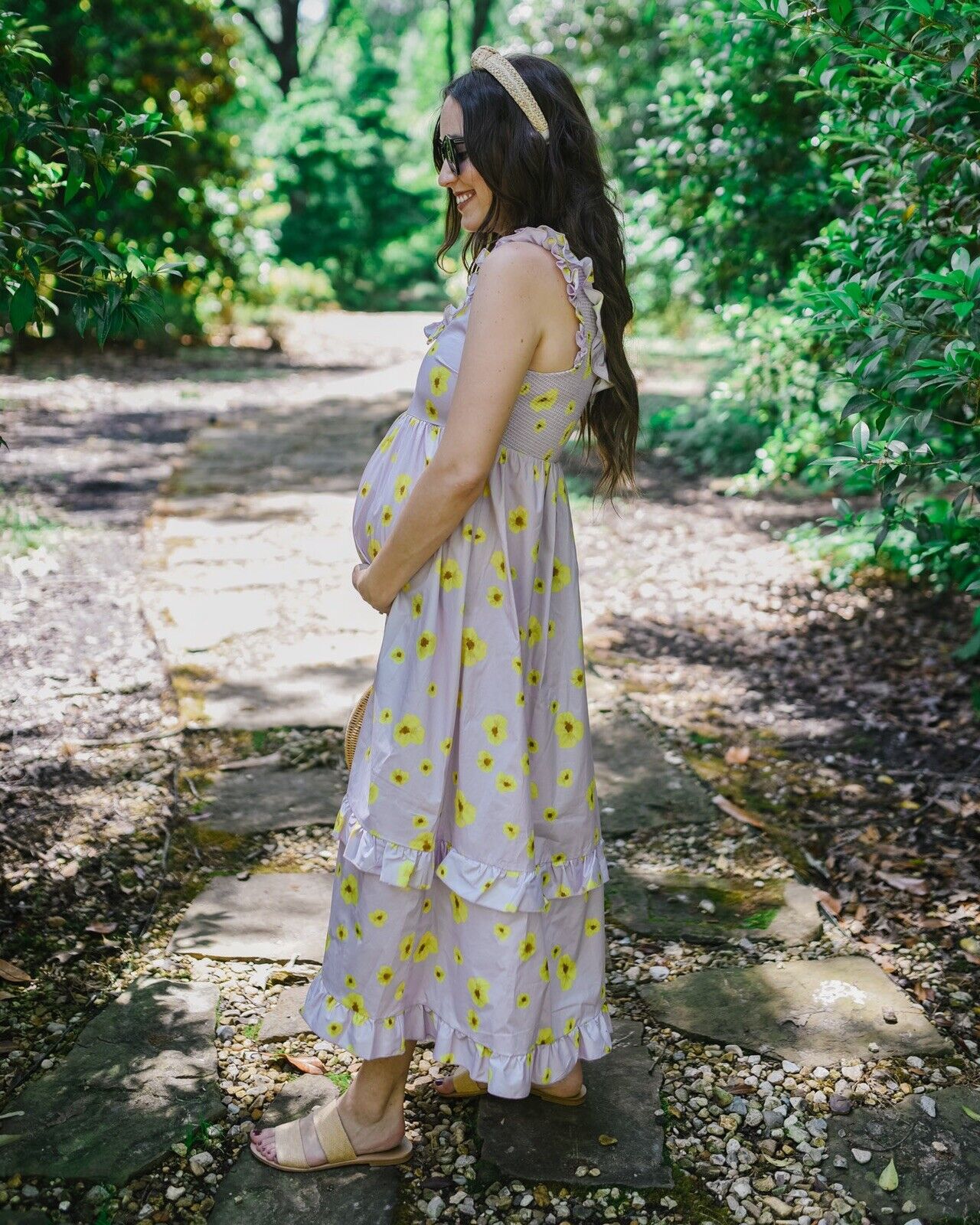 Hatch Maternity Women's THE RAFAELA DRESS Lilac Poppy Cotton $298 NEW