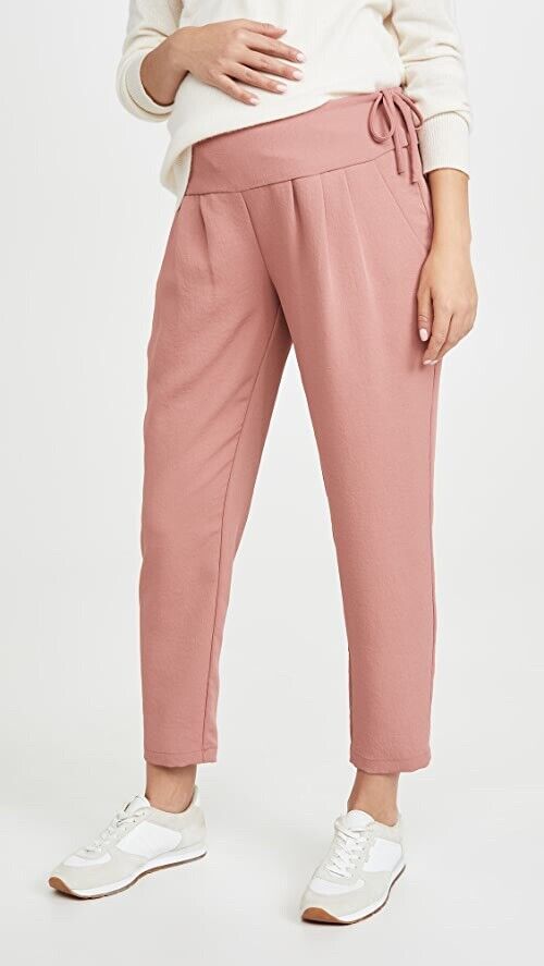 Hatch Maternity Women's THE JENSIE PANT Cropped w/Pockets Vintage Rose $198 NEW