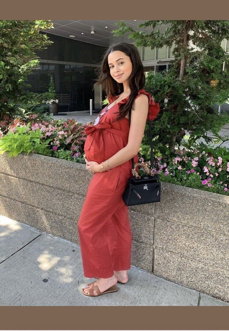 Hatch Maternity Women's THE LIANNE JUMPSUIT Cotton/Elastane Mesa/Red $258 NEW