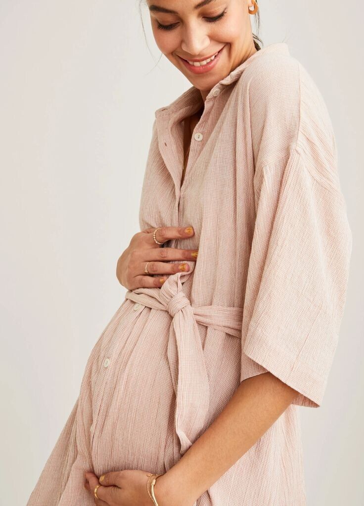 Hatch Maternity Women's The Elsa Dress | Petal Gingham | Cotton | $278 NEW