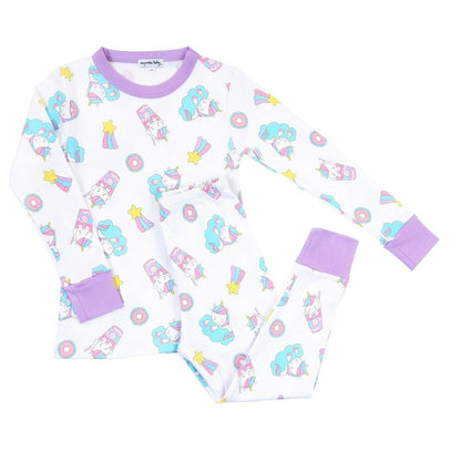 Magnolia Baby Girls UNICORN TREATS Zipped Pajamas Pima Cotton Lilac NEW