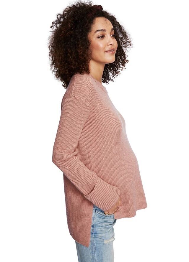 Hatch Maternity Women's THE CECILE SWEATER Rosewood Pink Merino Wool/Cashmere $298 NEW