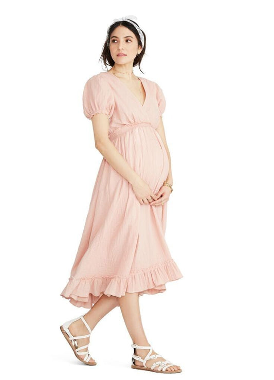 Hatch Maternity Women's The Amelia Dress | Wild Aster | Cotton Gauze | $268 NEW
