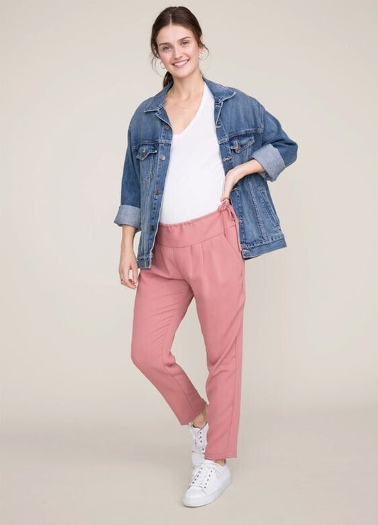 Hatch Maternity Women's THE JENSIE PANT Cropped w/Pockets Vintage Rose $198 NEW