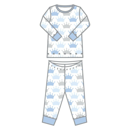 Magnolia Baby Boys ROYALS Long Pajamas Pima Cotton Blue NEW