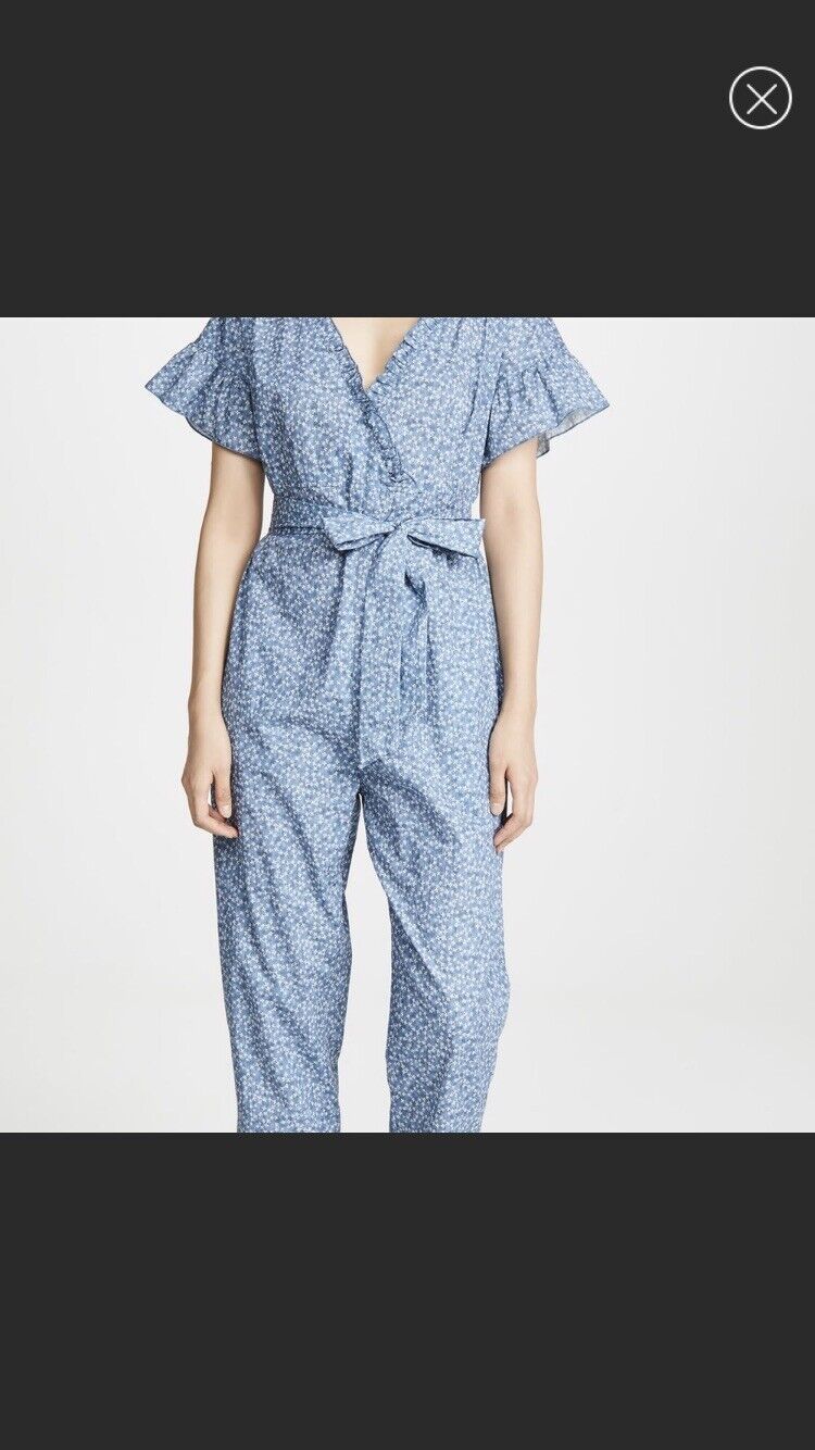 Hatch Maternity Women's THE VICTORIA JUMPSUIT Blue Prairie Floral $278 NEW