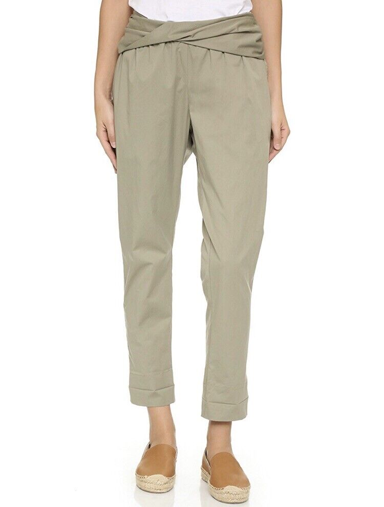 Hatch Maternity THE IPEK PANT Twist Gathered Waist Poplin Crop Trouser Pant $188 NEW