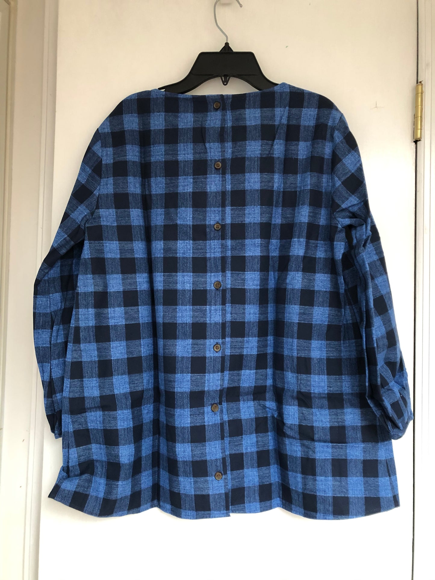 Hatch Maternity Women’s THE DELFINA TOP Blue Plaid Cotton $168 NEW