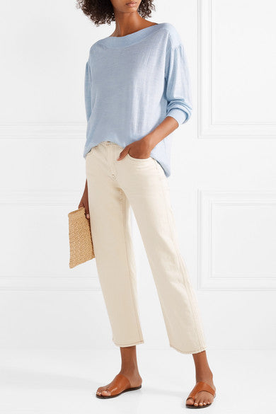 Hatch Maternity Women's THE CALY KNIT SWEATER Sky Blue 100% Merino Wool $268 NEW
