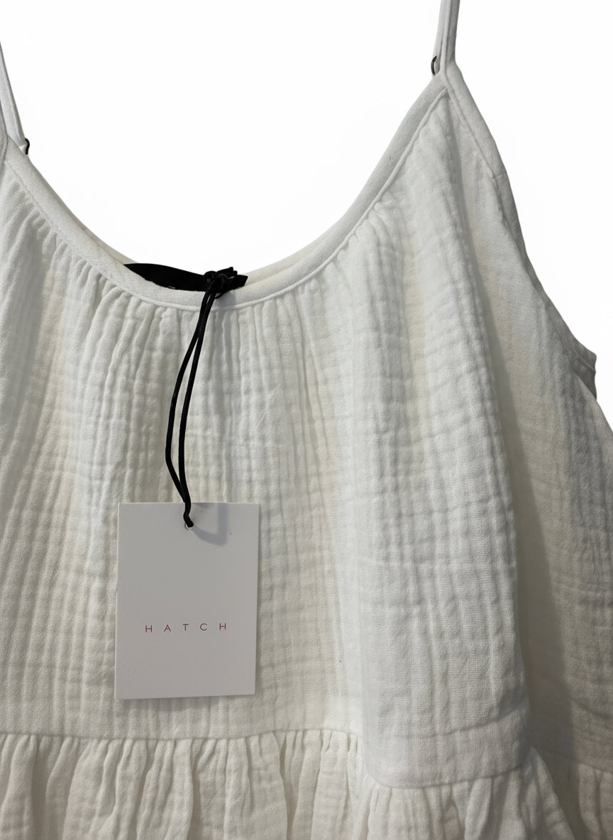 Hatch Maternity Women's THE ELODIE DRESS Cotton Gauze White $188 NEW