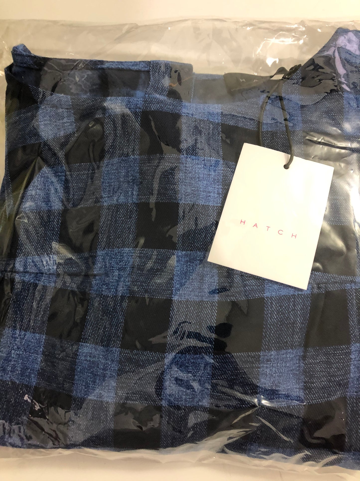 Hatch Maternity Women’s THE DELFINA TOP Blue Plaid Cotton $168 NEW