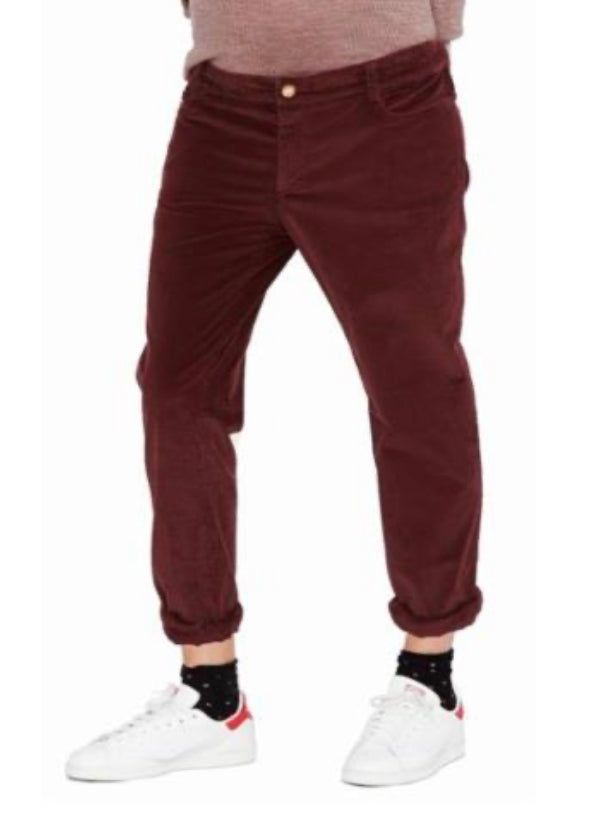 Hatch Maternity Women's THE BOYFRIEND CORD Wine $188 NEW