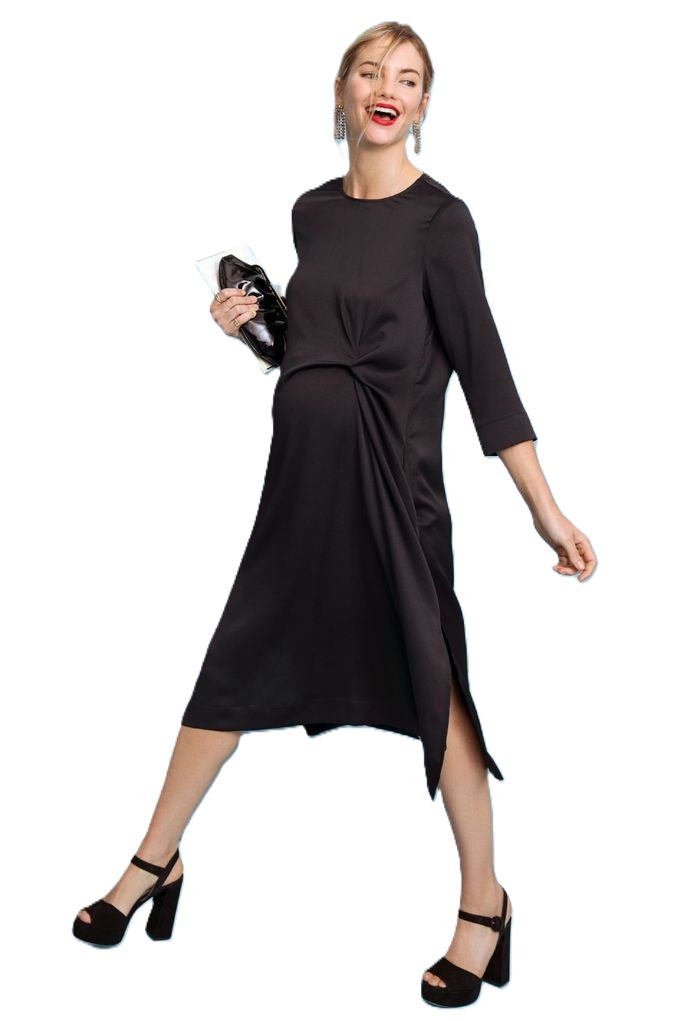 Hatch Maternity Women’s THE LAUREN DRESS Black $328 NEW