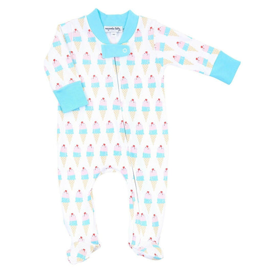 Magnolia Baby Girls TWO SCOOPS Printed Zipped Footie Size PREEMIE NEW