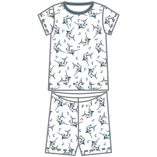 Magnolia Baby Boys DEEP SEA FISHING Short Pajamas Size 6/12 Months NEW