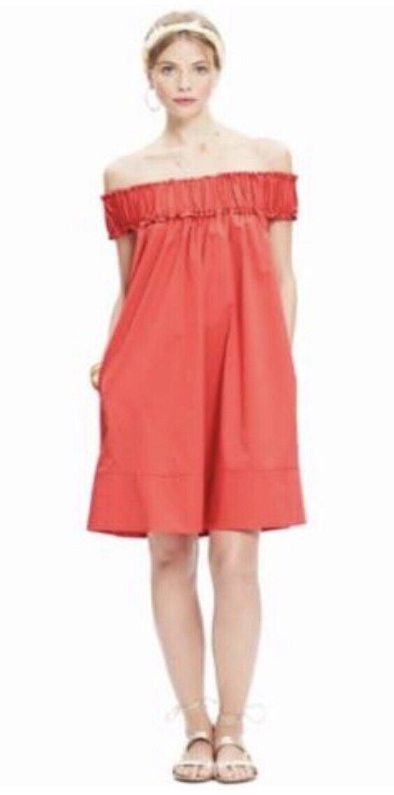 Hatch Maternity Women’s THE AUDREY DRESS Poppy Red Ruffled Swing $278 NEW