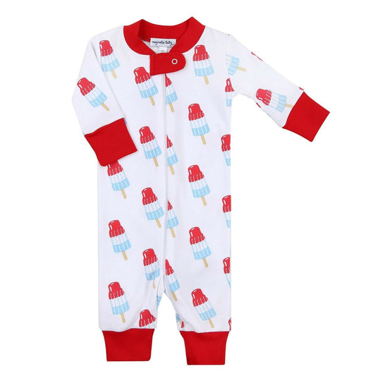 Magnolia Baby Unisex ICE POPS Zipped Pajamas Red Pima Cotton NEW