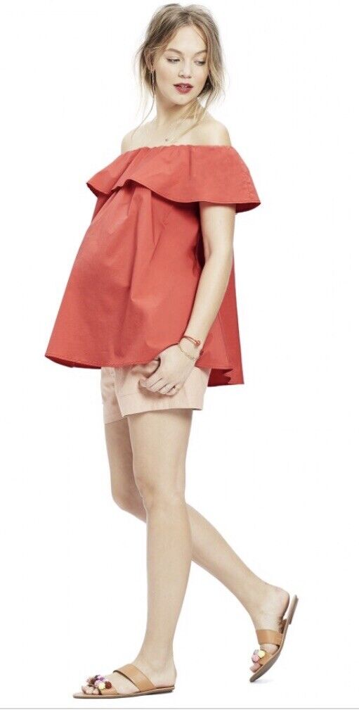Hatch Maternity Women’s THE CHLOE TOP Poppy Red $168 NEW