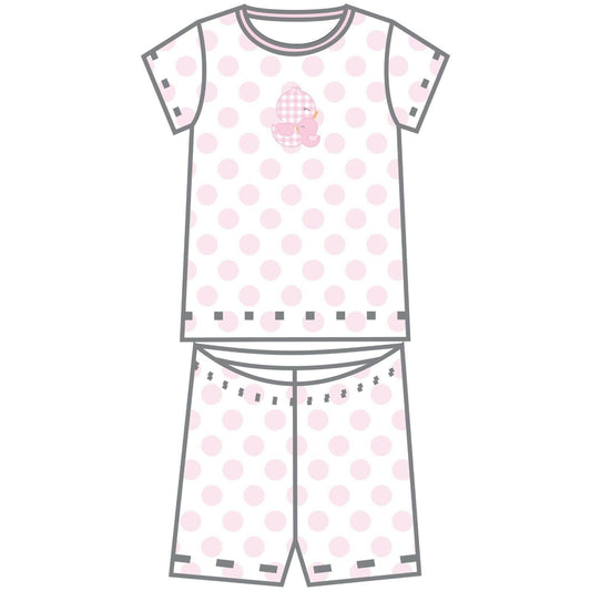 Magnolia Baby Girls GINGHAM DUCKIE Short Pajamas Pima Cotton Pink NEW
