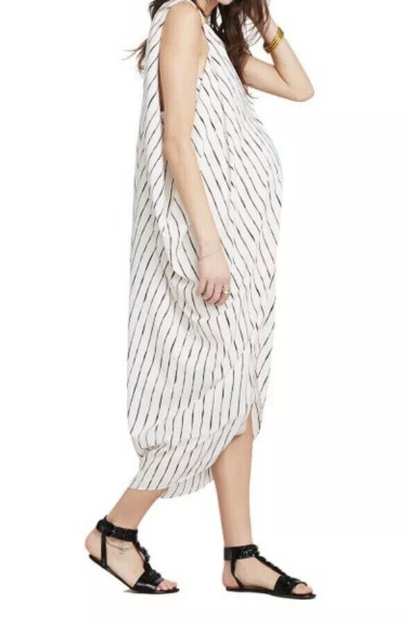 Hatch Maternity Women’s THE AMIRA CAFTAN Ivory/Black Dress $328 NEW