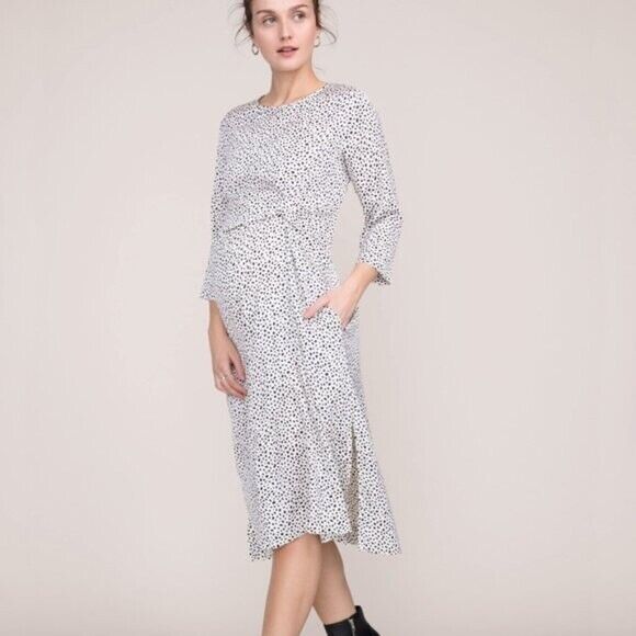 Hatch Maternity Women’s THE LAUREN DRESS White Cheetah $328 NEW