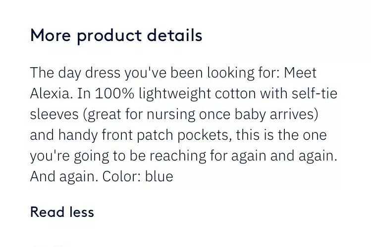 Hatch Maternity Women’s THE ALEXIA DRESS Blueberry Lightweight Cotton $258 NEW
