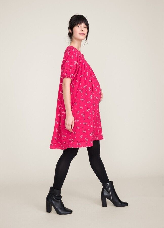 Hatch Maternity Women's THE LEONA DRESS Azalea/Canterbury $298 NEW