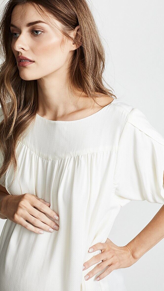 Hatch Maternity Women’s THE TULIP BLOUSE Ivory $158 NEW