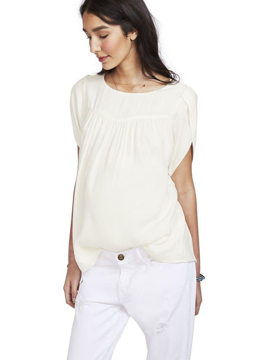 Hatch Maternity Women’s THE TULIP BLOUSE Ivory $158 NEW