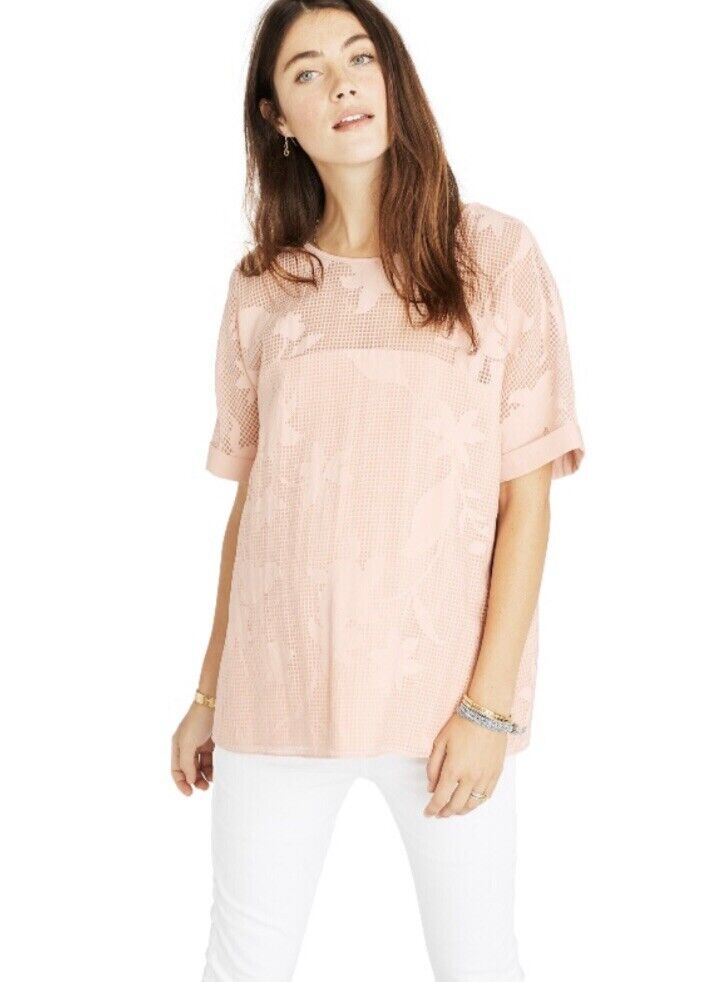 Hatch Maternity Women’s THE ROSA TOP Pink Floral Crewneck $178 NEW