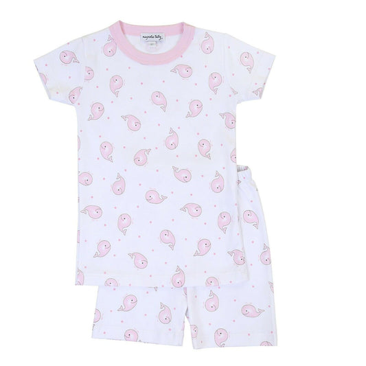 Magnolia Baby Girls TINY WHALE Short Pajamas Pima Cotton Pink NEW