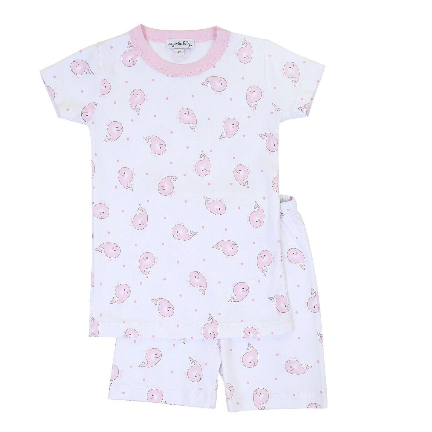 Magnolia Baby Girls TINY WHALE Short Pajamas Pima Cotton Pink NEW