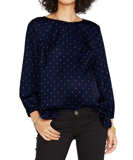 Hatch Maternity Women’s THE DELFINA TOP Royal French Dot $168 NEW