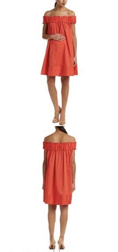 Hatch Maternity Women’s THE AUDREY DRESS Poppy Red Ruffled Swing $278 NEW