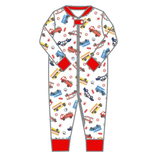 Magnolia Baby Boys AROUND THE TOWN Zipped Pajamas Red Size 24 Months NEW