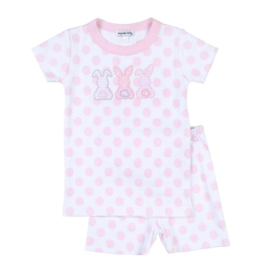 Magnolia Baby Girls BUNNY TRIO Applique Short Pajamas Pink Size 10 NEW