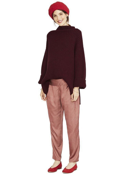 Hatch Maternity Women’s THE CABIN SWEATER Maroon Size O/S (ONESIZE) $328 NEW