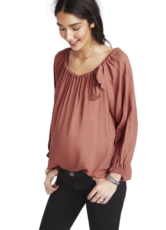 Hatch Maternity Women’s THE LAETITIA BLOUSE Sienna Pink $189 NEW