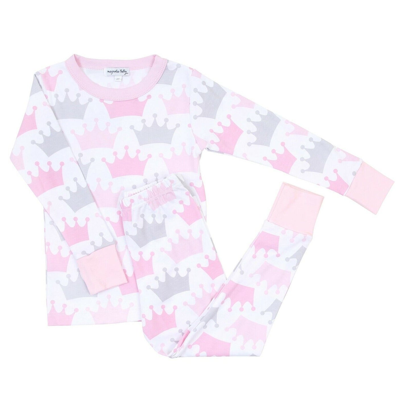 Magnolia Baby Girls ROYALS Long Pajamas Pima Cotton Pink NEW