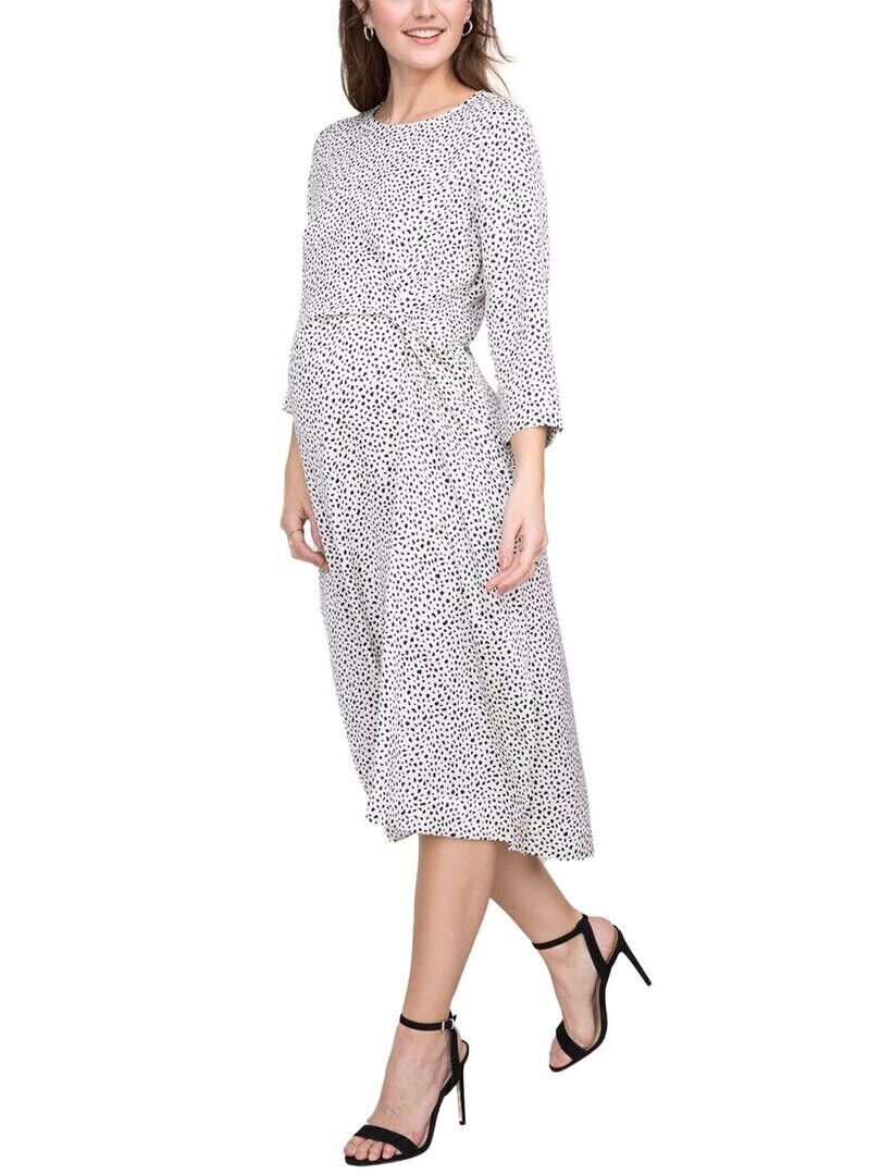 Hatch Maternity Women’s THE LAUREN DRESS White Cheetah $328 NEW