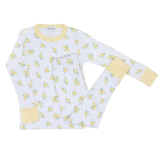Magnolia Baby Girls FAITH'S CLASSICS Long Pajamas Pima Cotton Yellow NEW