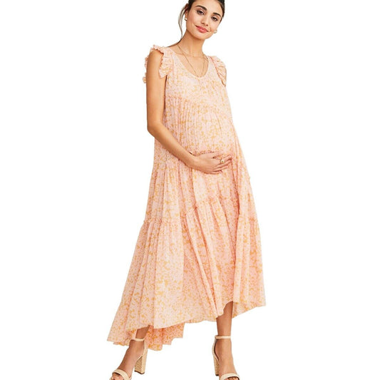 Hatch Maternity Women's THE ANAELLE DRESS Silk Blend Apricot $328 NEW