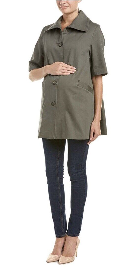 Hatch Maternity THE SWING COAT Spring Jacket Olive $328 NEW