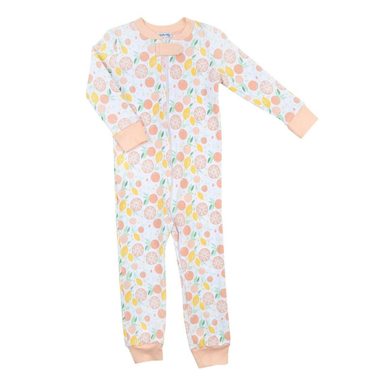 Magnolia Baby Girls CITRUS BOUQUET Zipped Pajamas Pima Cotton Size 4T