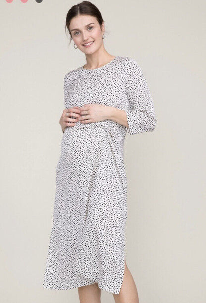Hatch Maternity Women’s THE LAUREN DRESS White Cheetah $328 NEW