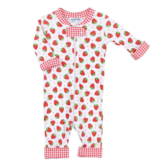 Magnolia Baby Girls FRESH STRAWBERRIES Zipped Pajamas Red Size 4T NEW